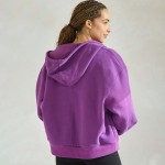 Wholesale women s Cozy Fleece Front Zip Hoodie Dropped Shoulder Zip Front Closur