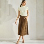 Wholesale women s Corduroy Flared Long Skirt Relaxed fit Corduroy fabric Ribbed