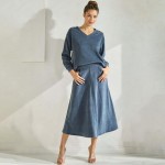 Wholesale women s Corduroy Flared Long Skirt Relaxed fit Corduroy fabric Ribbed