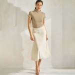 Wholesale women s Corduroy Flared Long Skirt Relaxed fit Corduroy fabric Ribbed
