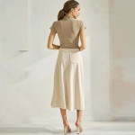 Wholesale women s Corduroy Flared Long Skirt Relaxed fit Corduroy fabric Ribbed