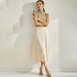 Wholesale women s Corduroy Flared Long Skirt Relaxed fit Corduroy fabric Ribbed