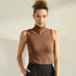 Wholesale women s Mock Neck Seamless Sleeveless Tank oSeamless Mock Neck oSelf F