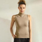 Wholesale women s Mock Neck Seamless Sleeveless Tank oSeamless Mock Neck oSelf F