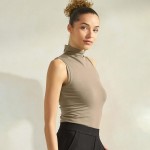 Wholesale women s Mock Neck Seamless Sleeveless Tank oSeamless Mock Neck oSelf F