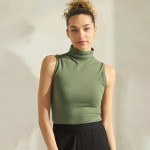 Wholesale women s Mock Neck Seamless Sleeveless Tank oSeamless Mock Neck oSelf F