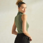 Wholesale women s Mock Neck Seamless Sleeveless Tank oSeamless Mock Neck oSelf F