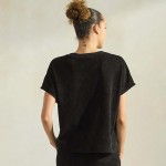 Wholesale women s Corduroy Short Sleeve Top Corduroy Crew Neckline polyester spa