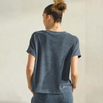 Wholesale women s Corduroy Short Sleeve Top Corduroy Crew Neckline polyester spa