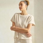 Wholesale women s Corduroy Short Sleeve Top Corduroy Crew Neckline polyester spa