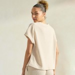 Wholesale women s Corduroy Short Sleeve Top Corduroy Crew Neckline polyester spa