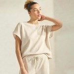 Wholesale women s Corduroy Short Sleeve Top Corduroy Crew Neckline polyester spa