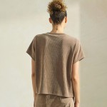 Wholesale women s Corduroy Short Sleeve Top Corduroy Crew Neckline polyester spa