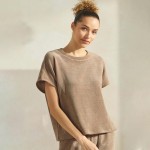 Wholesale women s Corduroy Short Sleeve Top Corduroy Crew Neckline polyester spa
