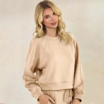 Wholesale women s Solid Crewneck UltraComfy Short Top Pack Long sleeves Simple c