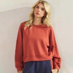 Wholesale women s Solid Crewneck UltraComfy Short Top Pack Long sleeves Simple c