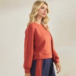 Wholesale women s Solid Crewneck UltraComfy Short Top Pack Long sleeves Simple c