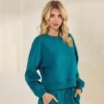 Wholesale women s Solid Crewneck UltraComfy Short Top Pack Long sleeves Simple c