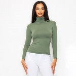 Wholesale women s Bare Essential Seamless Mock Neck Long Sleeve Top o Mock neck