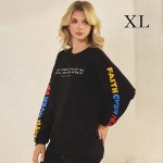 Wholesale women s Faith Fear Scuba Pullover Sweatshirt Crew Neck Dropped Shoulde