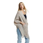 Wholesale fuzzy Chevron Knit Kimono Pockets One Fits Most Acrylic