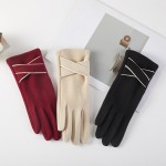 Wholesale faux Wool Gloves Criss Cross Detail One Fits Most Polyester