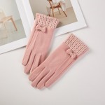 Wholesale soft Knit Gloves Knit Cuffs Bow Detail One Fits Most Polyester