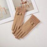 Wholesale soft Knit Gloves Knit Cuffs Bow Detail One Fits Most Polyester