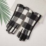 Wholesale fuzzy Knit Plaid Gloves One Fits Most Polyester