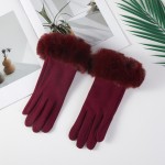 Wholesale soft Knit Gloves Faux Fur Cuffs One Fits Most Polyester