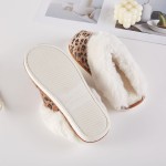 Wholesale faux Fur Leopard Suede Slippers Pack Rubber Sole Polyester
