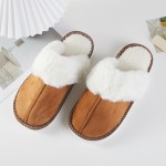 Wholesale faux Fur Suede Slippers Cross Stitch Detail Pack Rubber Sole Polyester
