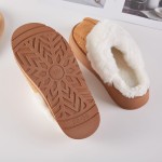 Wholesale faux Fur Suede Slippers Rhinestone Details Pack Rubber Platform Sole P