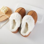 Wholesale faux Fur Suede Slippers Rhinestone Details Pack Rubber Platform Sole P