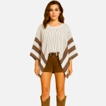 Wholesale do Everything Love Soft Knit Striped Poncho One Fits Most Polyester