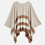 Wholesale do Everything Love Soft Knit Striped Poncho One Fits Most Polyester