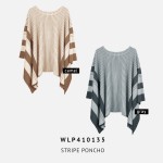 Wholesale do Everything Love Soft Knit Striped Poncho One Fits Most Polyester
