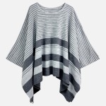 Wholesale do Everything Love Soft Knit Striped Poncho One Fits Most Polyester