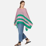 Wholesale do Everything Love Soft Knit Striped Poncho One Fits Most Polyester