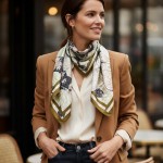Wholesale abstract Floral Print Bandana Scarf Multi Use Scarf Bandana Bag Tie ET