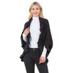 Wholesale solid Knit Kimono Ruffle Detail One Fits Most Acrylic