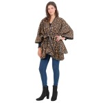 Wholesale leopard Print Knit Shawl Tie One Side Fits Most Polyester