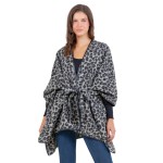 Wholesale leopard Print Knit Shawl Tie One Side Fits Most Polyester