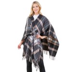Wholesale metallic Plaid Shawl Fringe Loop One Side Fits Most Acrylic