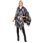 Wholesale metallic Plaid Shawl Fringe Loop One Side Fits Most Acrylic