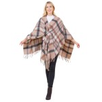 Wholesale metallic Plaid Shawl Fringe Loop One Side Fits Most Acrylic
