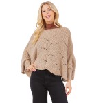 Wholesale solid Knit Poncho One Fits Most Acrylic