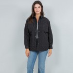 Wholesale light Weight Quilted Shacket Collar Pack Snap Button Closure Two Snap