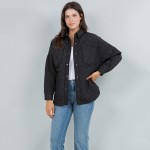 Wholesale light Weight Quilted Shacket Collar Pack Snap Button Closure Two Snap