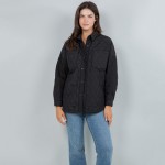 Wholesale light Weight Quilted Shacket Collar Pack Snap Button Closure Two Snap